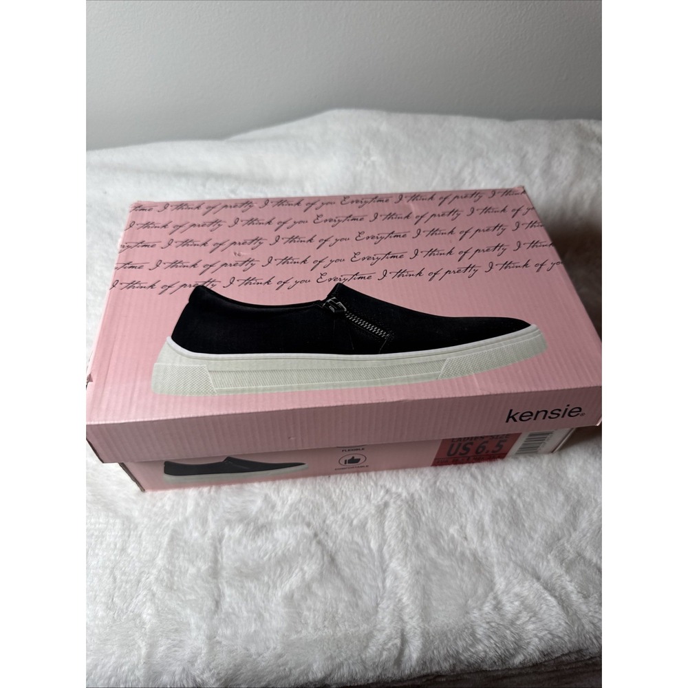 Kensie Girl Soren Women Black Slip On Side Zip Casual Comfort Shoes Size 6.5